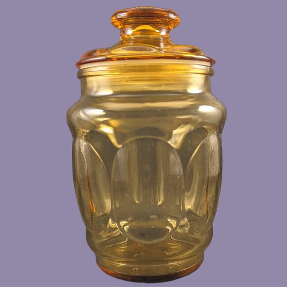 Vintage 1960s L.E. Smith Golden Hour Glass Thumbprint Apothecary Jar - Picture 1 of 4